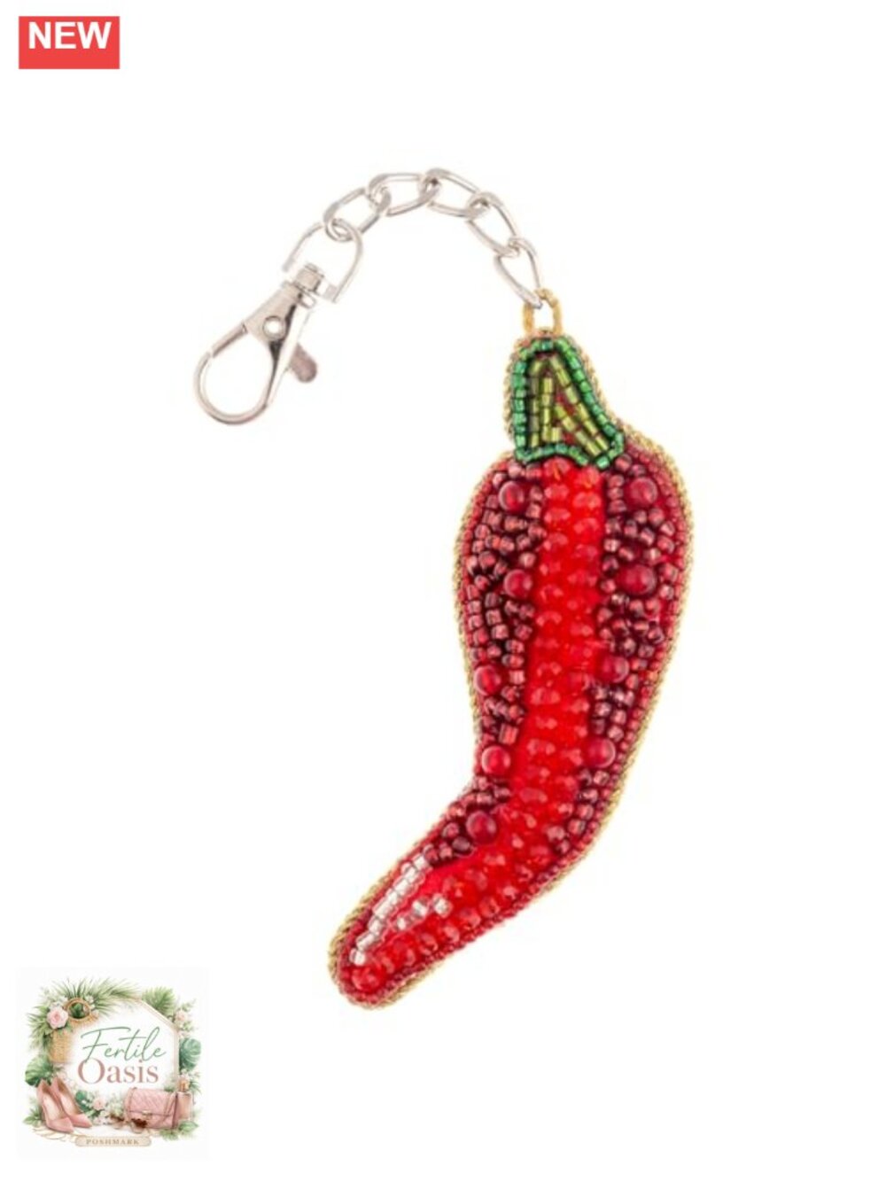 Glass Beaded Bag Charm with Lobster Clasp, Lightweight Purse Accessory Mini